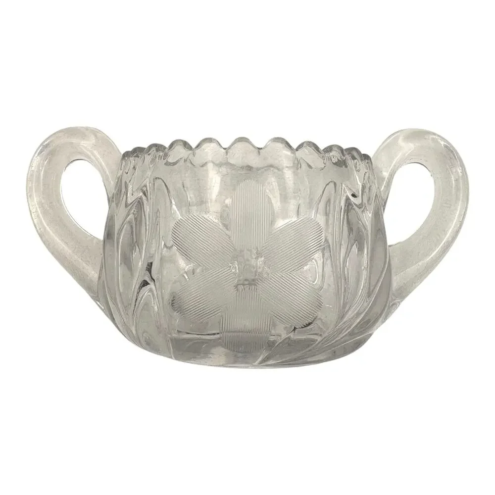 Vintage Tiffin-Franciscan EAPG Clear Cut Open Sugar Bowl Floral Etched‎